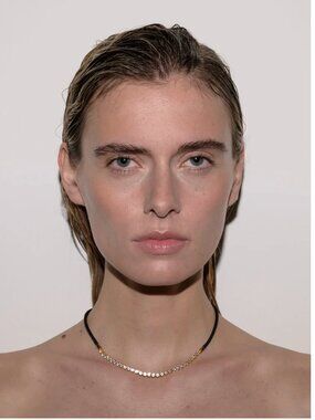 Dorsey - James Bezel Noir Paracord Necklace, Gold, Lab White Sapphire -Orig $395
